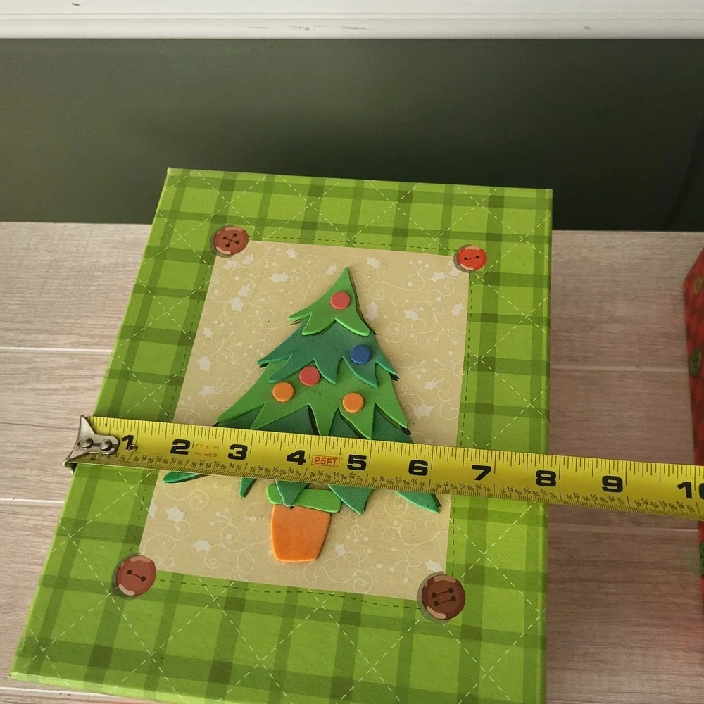2 Christmas Gift Giving Decorative 3D Boxes Sturdy Holidays